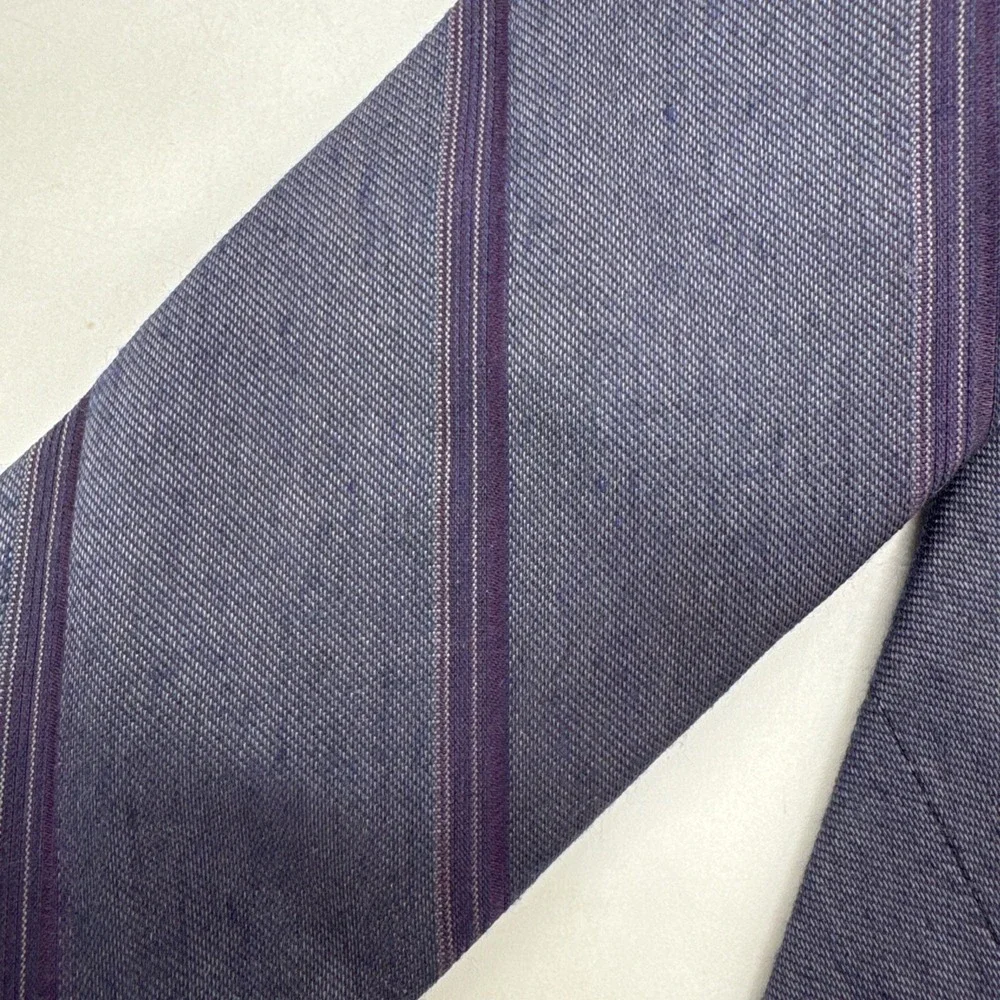 Calvin‎ Klein Tie Purple & Grey Striped Slim NeckTie Silk Blend 58